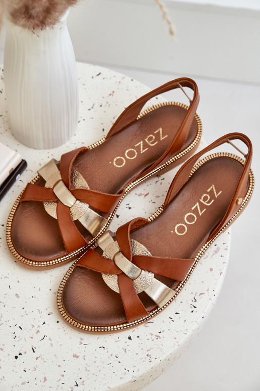 Zazoo 40382 Sandały Damskie Skórzane Brązowe Zazoo 40382 Sandały Damskie Skórzane Brązowe