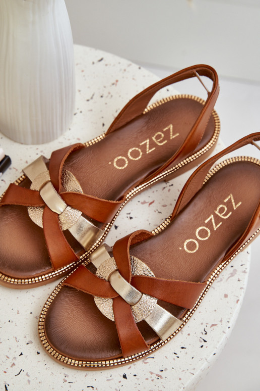 Zazoo 40382 Sandały Damskie Skórzane Brązowe Zazoo 40382 Sandały Damskie Skórzane Brązowe