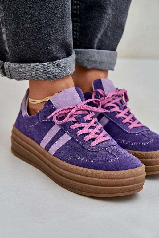 Zazoo N1068S4 Women's Suede Platform Sneakers Dark Purple Zazoo N1068S4 Women's Suede Platform Sneakers Dark Purple
