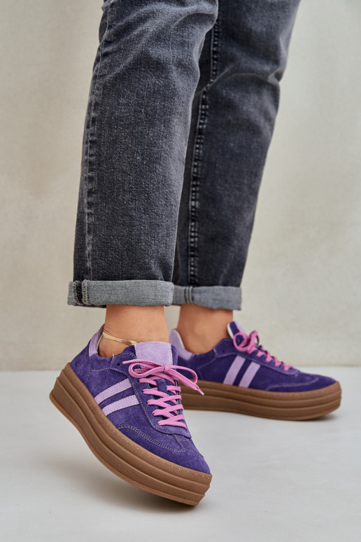 Zazoo N1068S4 Women's Suede Platform Sneakers Dark Purple Zazoo N1068S4 Women's Suede Platform Sneakers Dark Purple