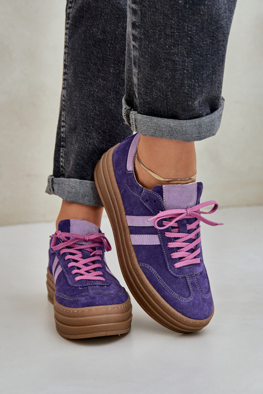 Zazoo N1068S4 Women's Suede Platform Sneakers Dark Purple Zazoo N1068S4 Women's Suede Platform Sneakers Dark Purple
