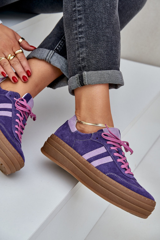Zazoo N1068S4 Women's Suede Platform Sneakers Dark Purple Zazoo N1068S4 Women's Suede Platform Sneakers Dark Purple
