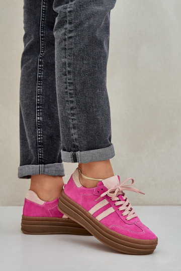 Zazoo N1068S4 Women's Suede Platform Sneakers Fuchsia 2