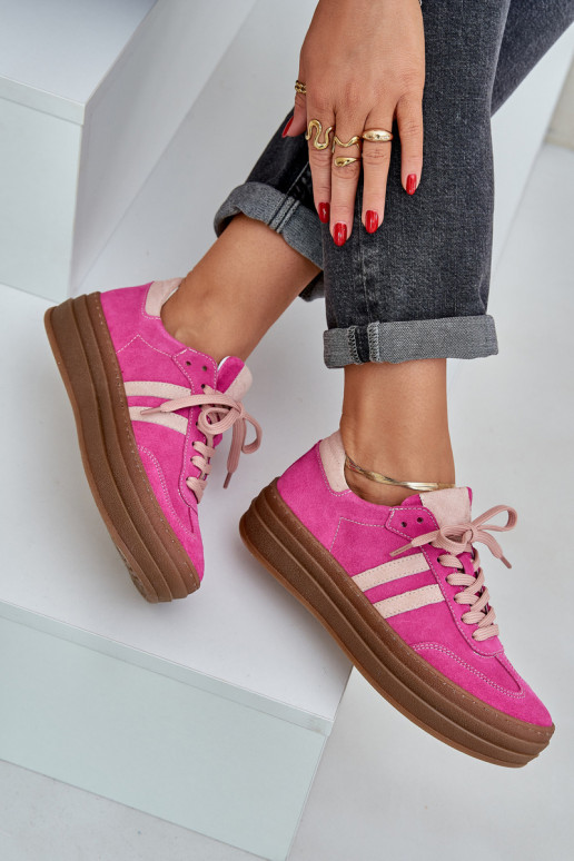 Zazoo N1068S4 Women's Suede Platform Sneakers Fuchsia Zazoo N1068S4 Women's Suede Platform Sneakers Fuchsia