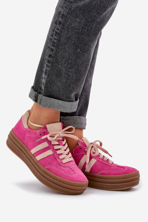 Zazoo N1068S4 Women's Suede Platform Sneakers Fuchsia Zazoo N1068S4 Women's Suede Platform Sneakers Fuchsia