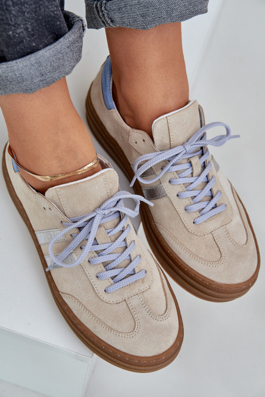 Zazoo N1068S4 Women's Suede Sneakers On Platform Beige Zazoo N1068S4 Women's Suede Sneakers On Platform Beige