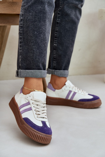 Zazoo N1068 Leather Low Sneakers Women On Platform White 2