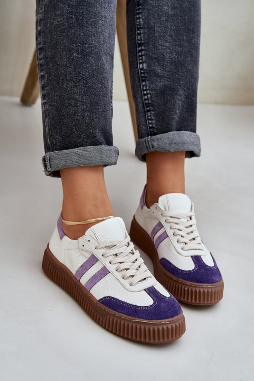 Zazoo N1068 Leather Low Sneakers Women On Platform White Zazoo N1068 Leather Low Sneakers Women On Platform White