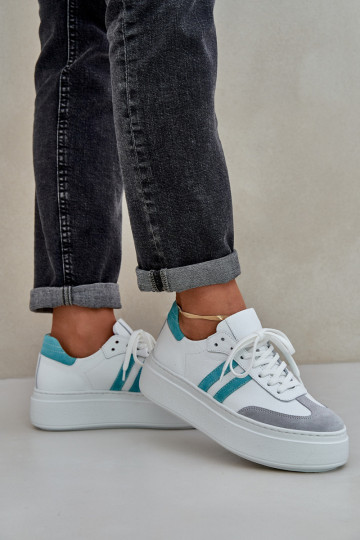 Zazoo N1068S8 Leather Low Sneakers Women On Platform White 2