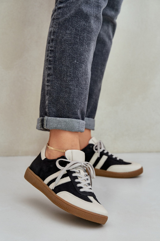 Zazoo N1068 Leather Low Sneakers Women Black Zazoo N1068 Leather Low Sneakers Women Black