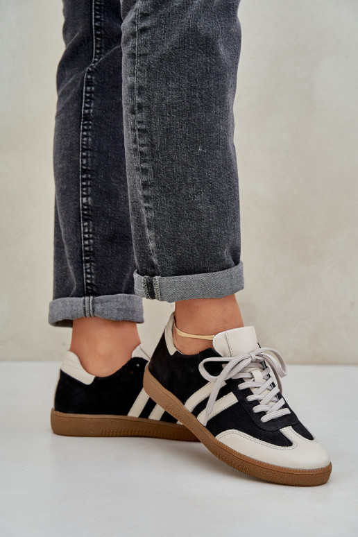 Zazoo N1068 Leather Low Sneakers Women Black Zazoo N1068 Leather Low Sneakers Women Black