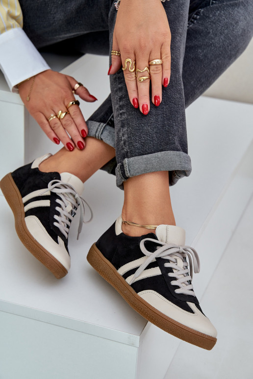 Zazoo N1068 Leather Low Sneakers Women Black Zazoo N1068 Leather Low Sneakers Women Black