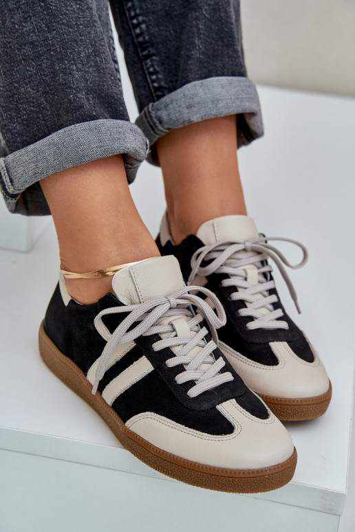 Zazoo N1068 Leather Low Sneakers Women Black Zazoo N1068 Leather Low Sneakers Women Black