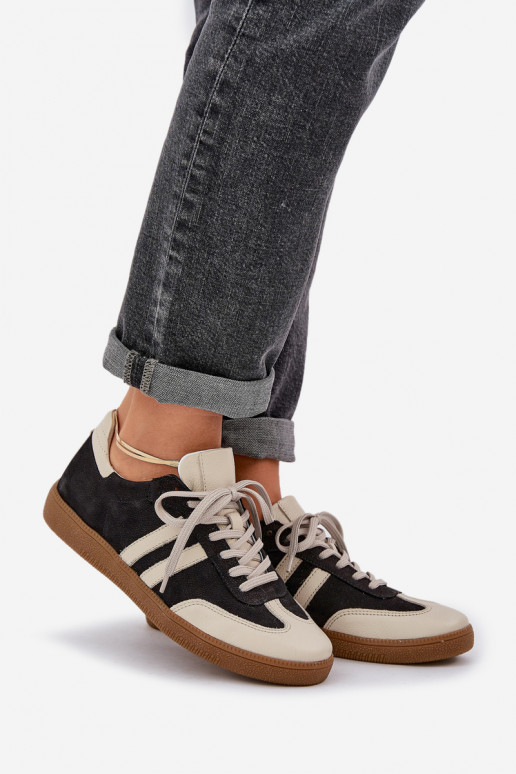 Zazoo N1068 Leather Low Sneakers Women Black Zazoo N1068 Leather Low Sneakers Women Black