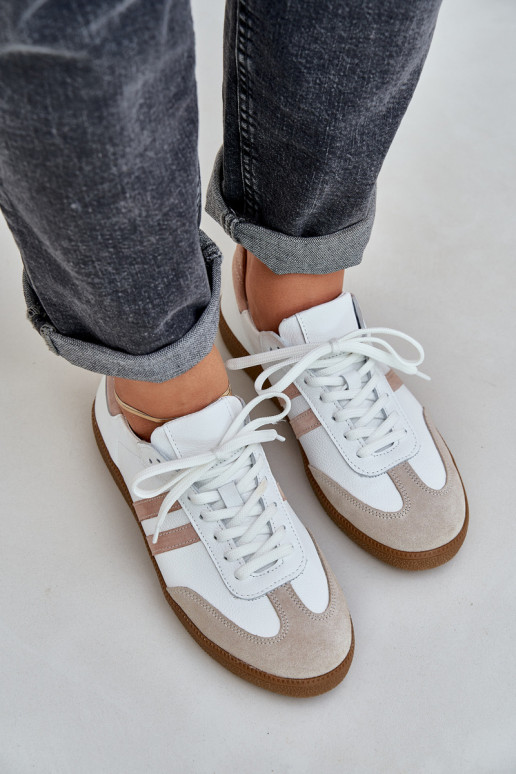 Zazoo N1068 Leather Low Sneakers Women Beige Zazoo N1068 Leather Low Sneakers Women Beige