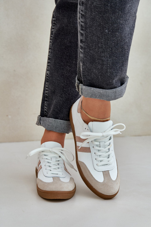 Zazoo N1068 Leather Low Sneakers Women Beige Zazoo N1068 Leather Low Sneakers Women Beige