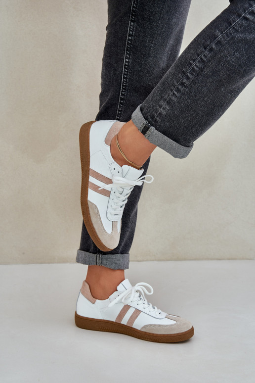 Zazoo N1068 Leather Low Sneakers Women Beige Zazoo N1068 Leather Low Sneakers Women Beige