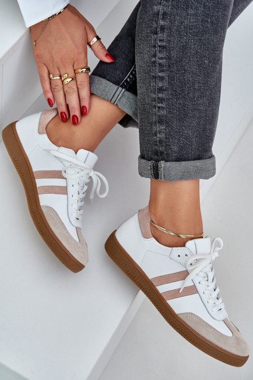 Zazoo N1068 Leather Low Sneakers Women Beige Zazoo N1068 Leather Low Sneakers Women Beige