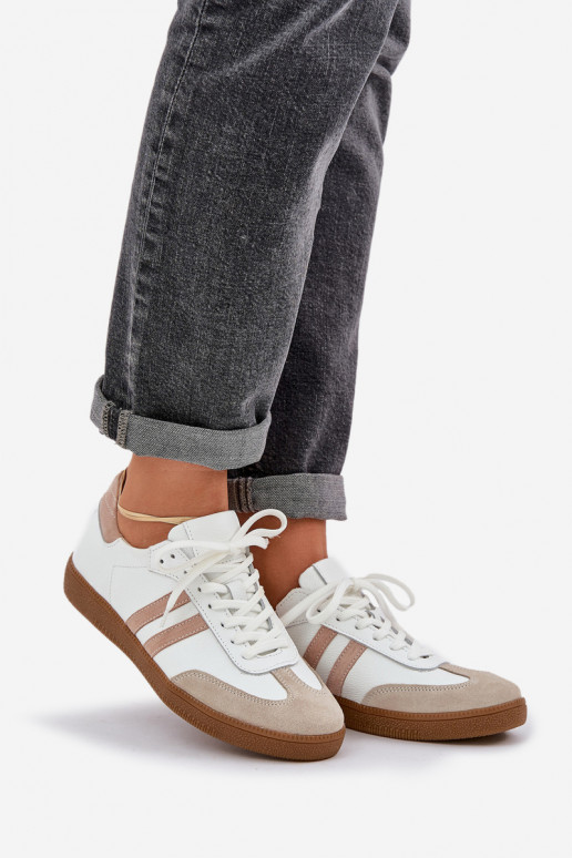 Zazoo N1068 Leather Low Sneakers Women Beige Zazoo N1068 Leather Low Sneakers Women Beige