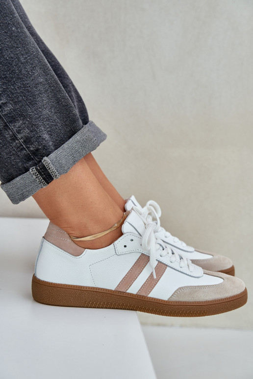 Zazoo N1068 Leather Low Sneakers Women Beige Zazoo N1068 Leather Low Sneakers Women Beige