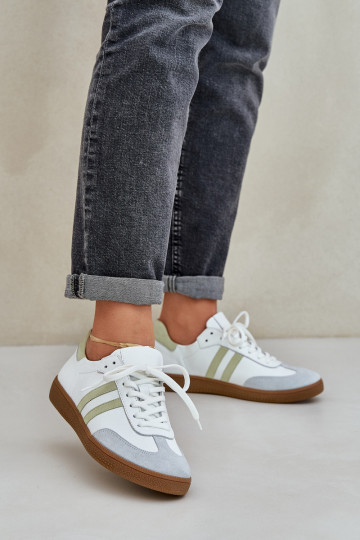 Zazoo N1068 Skórzane Niskie Sneakersy Damskie Białe 2