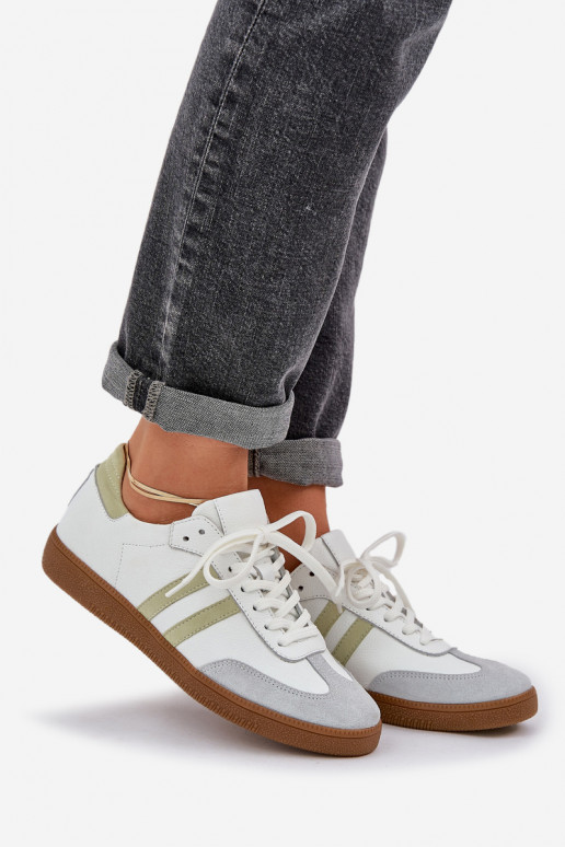 Zazoo N1068 Leather Low Sneakers Women White