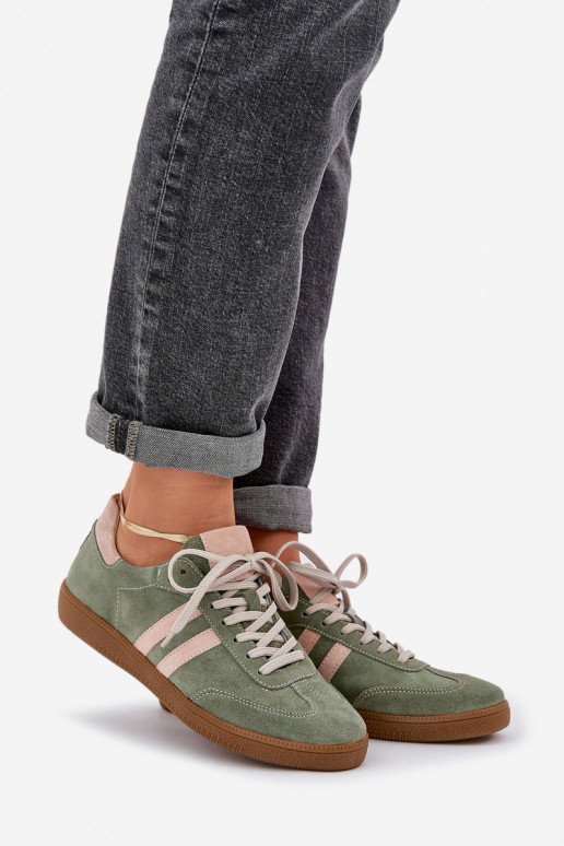 Green Suede Low Sneakers Women's Zazoo Green Suede Low Sneakers Women's Zazoo