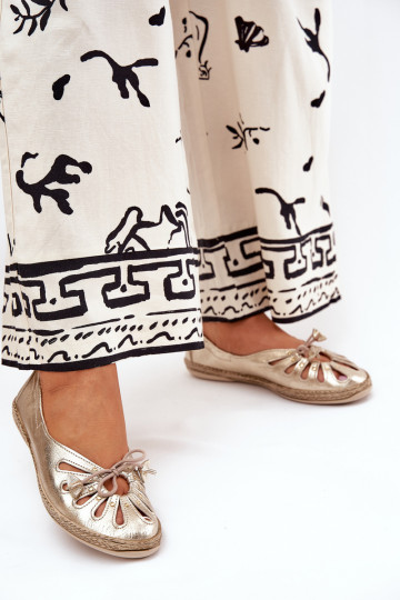 Płaskie BalerinywithNaturalnej Skóry Zazoo 10179 Złote 2