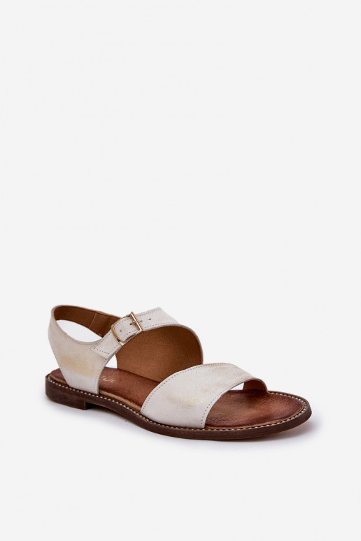 Women's Leather Flat Sandals Zazoo 3014 Distressed Gold Women's Leather Flat Sandals Zazoo 3014 Distressed Gold