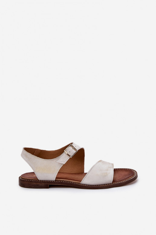 Women's Leather Flat Sandals Zazoo 3014 Distressed Gold Women's Leather Flat Sandals Zazoo 3014 Distressed Gold