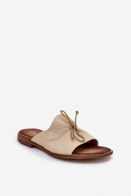 Zazoo 2659 Leather Women's Slippers Beige Zazoo 2659 Leather Women's Slippers Beige