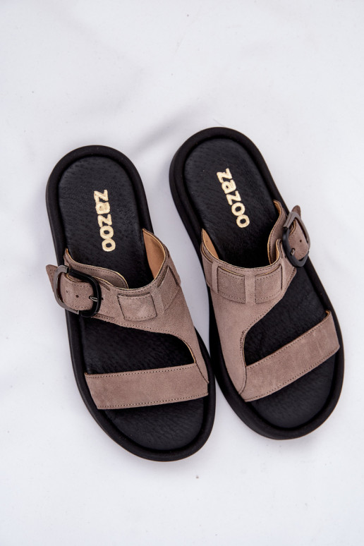 Women's Suede Platform Slippers Brown Zazoo 3024 Women's Suede Platform Slippers Brown Zazoo 3024