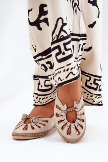 Flat Ballerinas Made Of Natural Leather Zazoo 10179 Beige 2