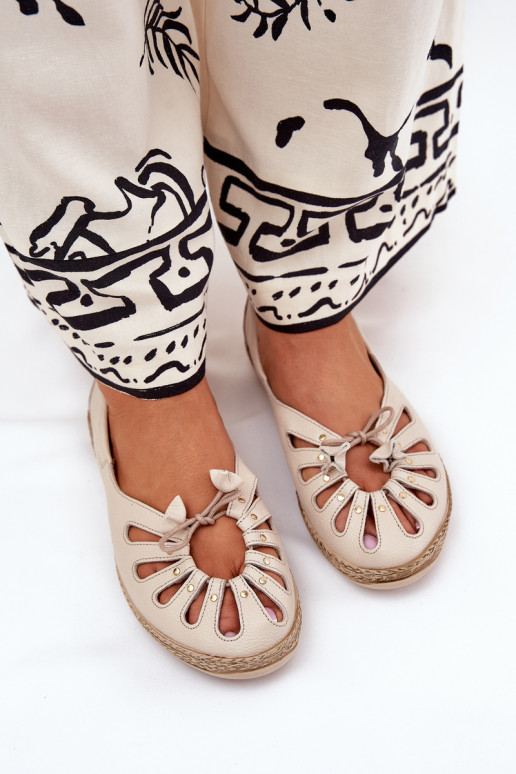 Flat Ballerinas Made Of Natural Leather Zazoo 10179 Beige Flat Ballerinas Made Of Natural Leather Zazoo 10179 Beige