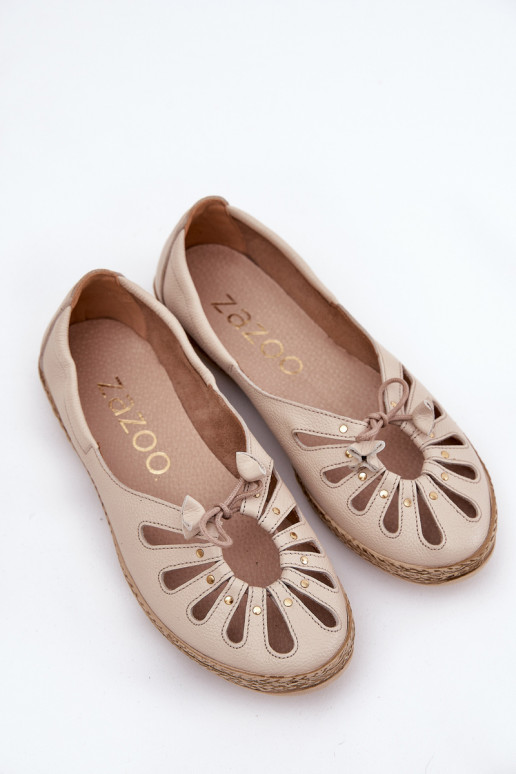 Flat Ballerinas Made Of Natural Leather Zazoo 10179 Beige Flat Ballerinas Made Of Natural Leather Zazoo 10179 Beige