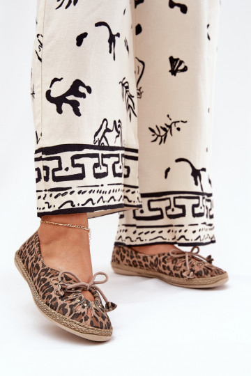 Płaskie BalerinywithNaturalnej Skóry Panterka Zazoo 10179 Brązowe