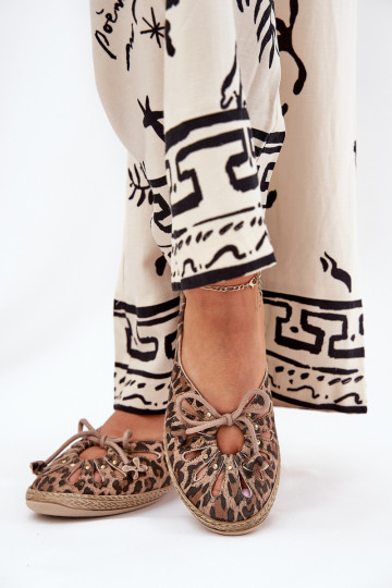 Flat Ballerinas Made Of Natural Leather Panther Print Zazoo 10179 Brown 2