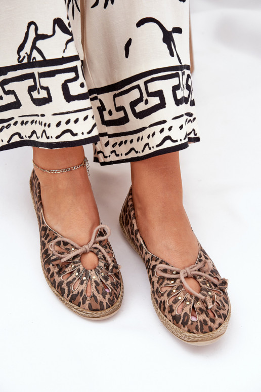 Flat Ballerinas Made Of Natural Leather Panther Print Zazoo 10179 Brown Flat Ballerinas Made Of Natural Leather Panther Print Zazoo 10179 Brown