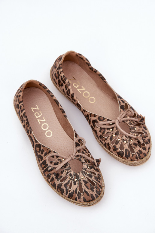 Flat Ballerinas Made Of Natural Leather Panther Print Zazoo 10179 Brown Flat Ballerinas Made Of Natural Leather Panther Print Zazoo 10179 Brown