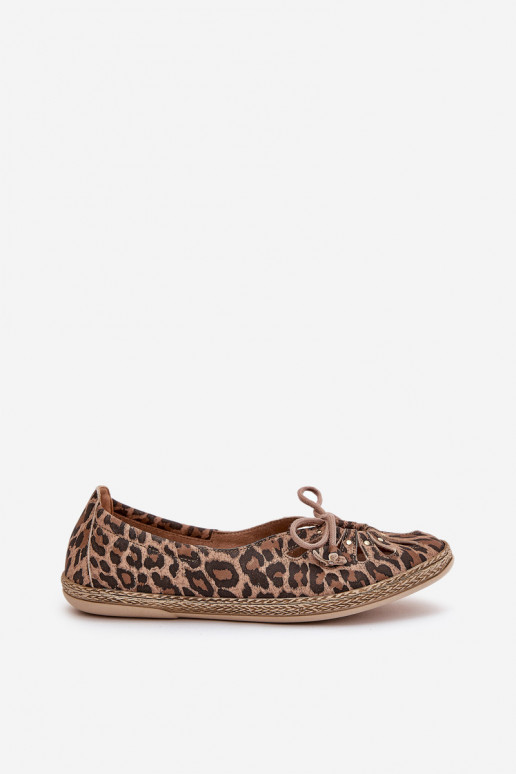Flat Ballerinas Made Of Natural Leather Panther Print Zazoo 10179 Brown Flat Ballerinas Made Of Natural Leather Panther Print Zazoo 10179 Brown