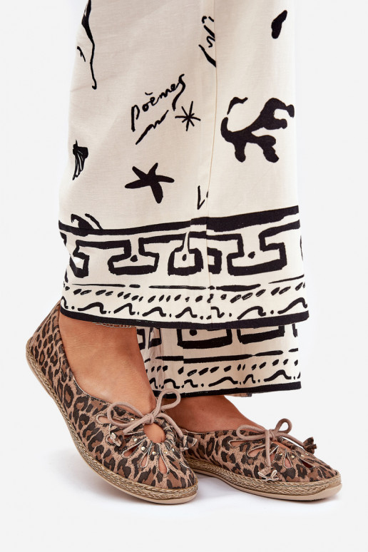 Flat Ballerinas Made Of Natural Leather Panther Print Zazoo 10179 Brown Flat Ballerinas Made Of Natural Leather Panther Print Zazoo 10179 Brown