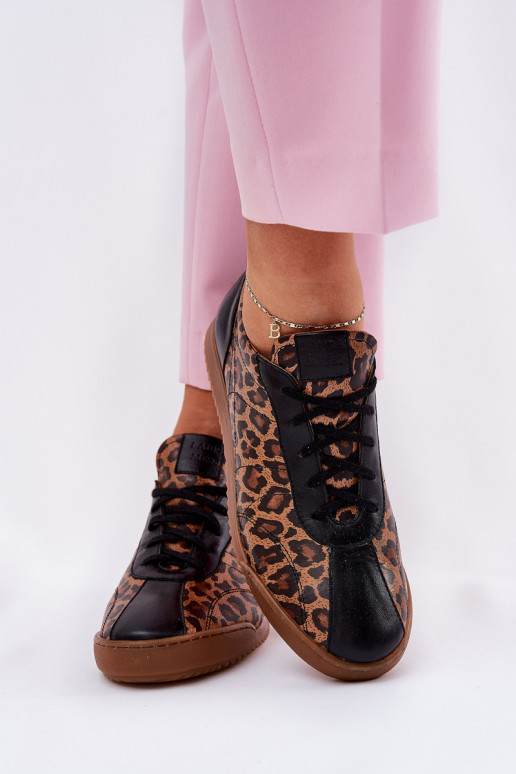 Women's Leather Sports Shoes With Leopard Print Laura 2935 Brown Women's Leather Sports Shoes With Leopard Print Laura 2935 Brown