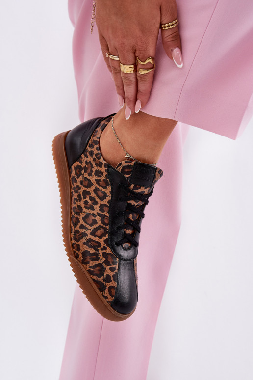 Women's Leather Sports Shoes With Leopard Print Laura 2935 Brown Women's Leather Sports Shoes With Leopard Print Laura 2935 Brown