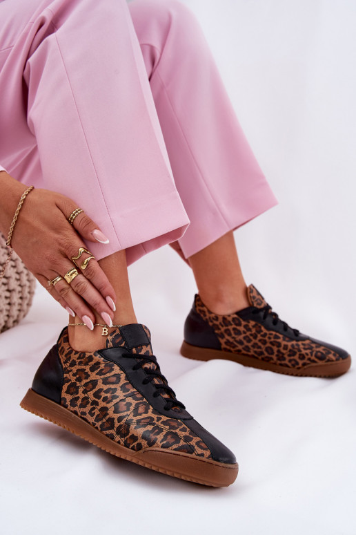 Women's Leather Sports Shoes With Leopard Print Laura 2935 Brown Women's Leather Sports Shoes With Leopard Print Laura 2935 Brown