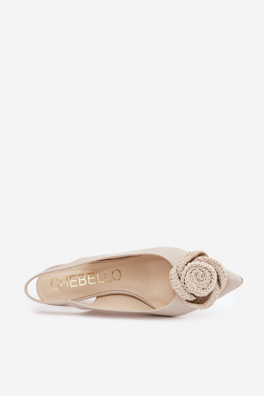 Leather Elegant High Heels Beige CheBello 4666 Leather Elegant High Heels Beige CheBello 4666