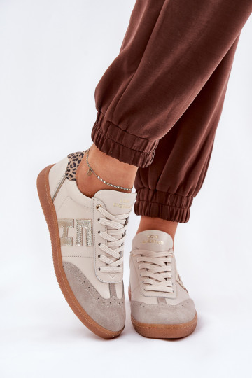 Leather Sports Shoes Sneakers Women Panther CheBello 4640 Beige 2