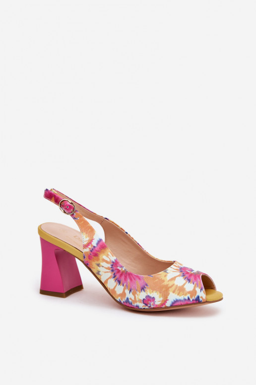 Leather Patterned Women's Sandals On A Heel D&A CR51-006 Multicolor Leather Patterned Women's Sandals On A Heel D&A CR51-006 Multicolor