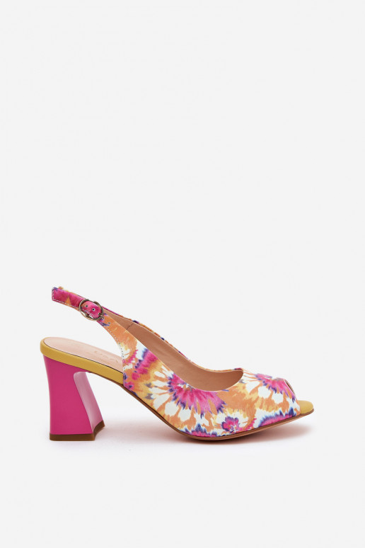 Leather Patterned Women's Sandals On A Heel D&A CR51-006 Multicolor Leather Patterned Women's Sandals On A Heel D&A CR51-006 Multicolor