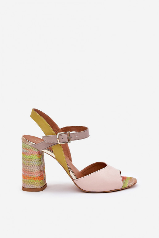 Leather Elegant High Heeled Sandals Laura Messi 2136 Multicolor Leather Elegant High Heeled Sandals Laura Messi 2136 Multicolor