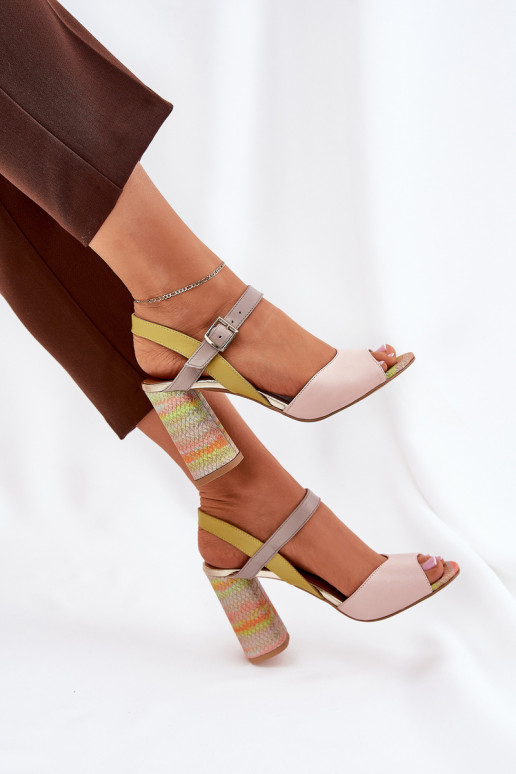 Leather Elegant High Heeled Sandals Laura Messi 2136 Multicolor Leather Elegant High Heeled Sandals Laura Messi 2136 Multicolor